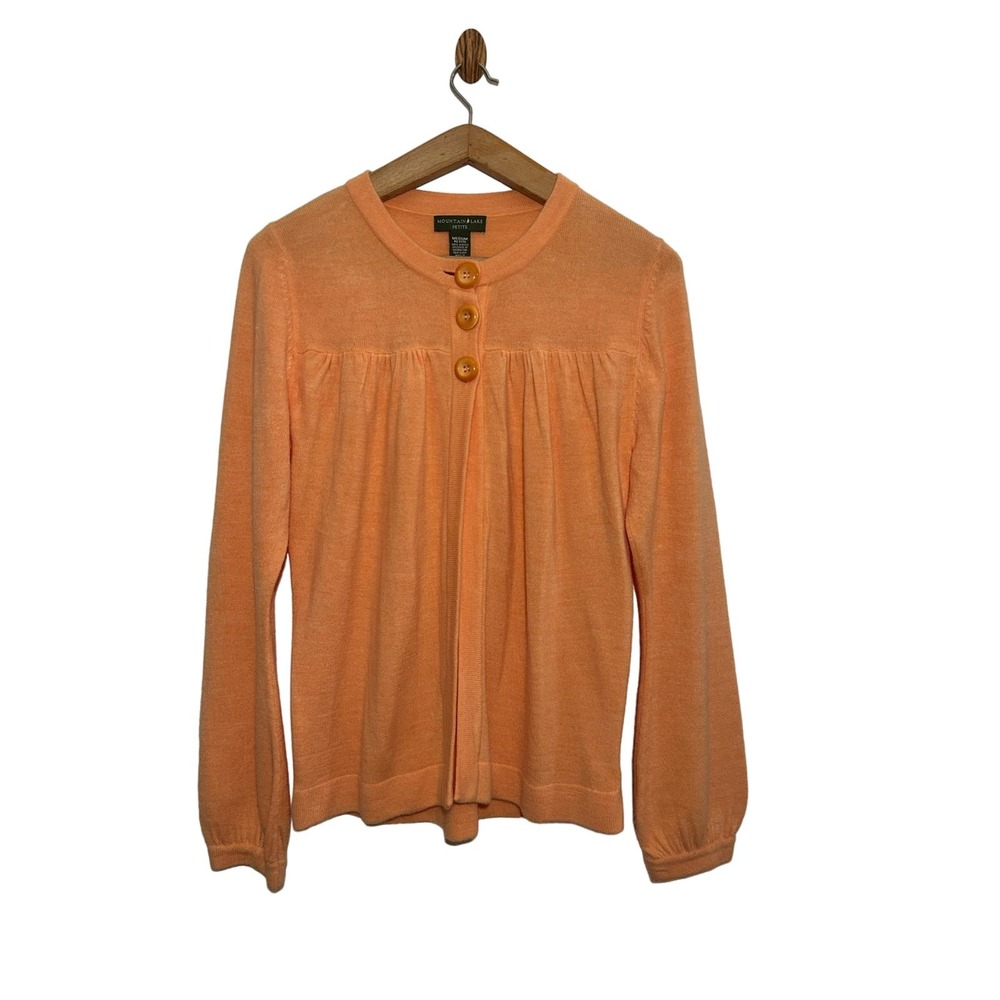 Mountain Lake Petite Medium Orange Peach Sweater Cardigan